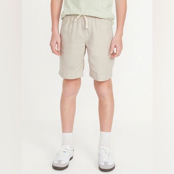 GAP boys linen knee length Beige tan Flat Front Shorts SIZE XXL NWT - Picture 1 of 5